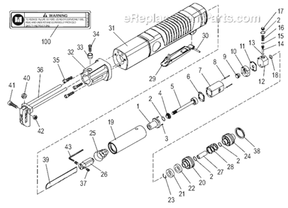 Page A Diagram and Parts List for CP9881 6151979881 Chicago Pneumatic Reciprocating Saw